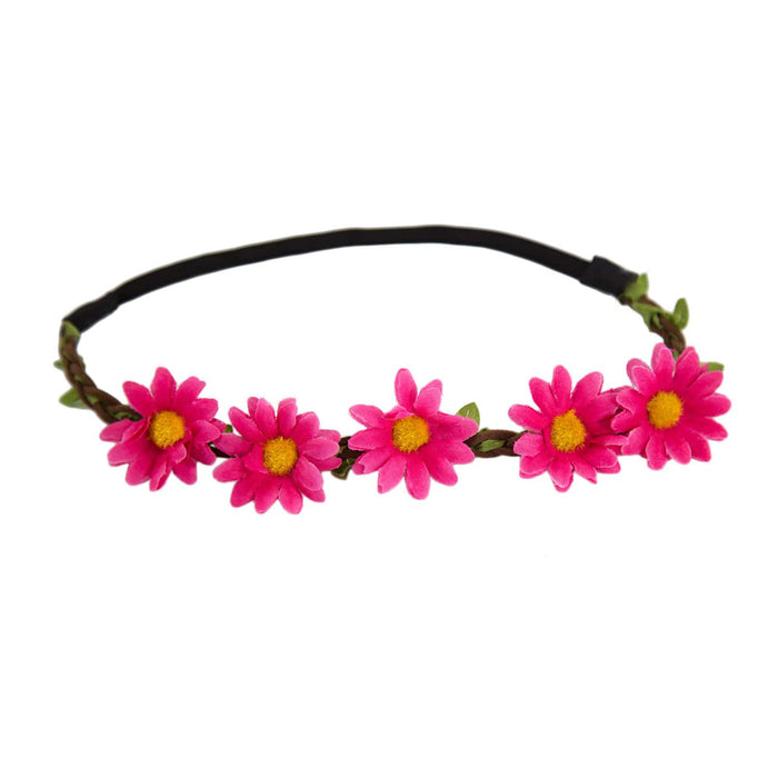 Blumen Haarband Stirnband Haarschmuck Bohemia Kopfschmuck Blumenkranz - pink