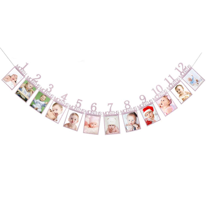 Baby Girlande 12 Monate Monatsgirlande Mädchen Geschenk Babyshower