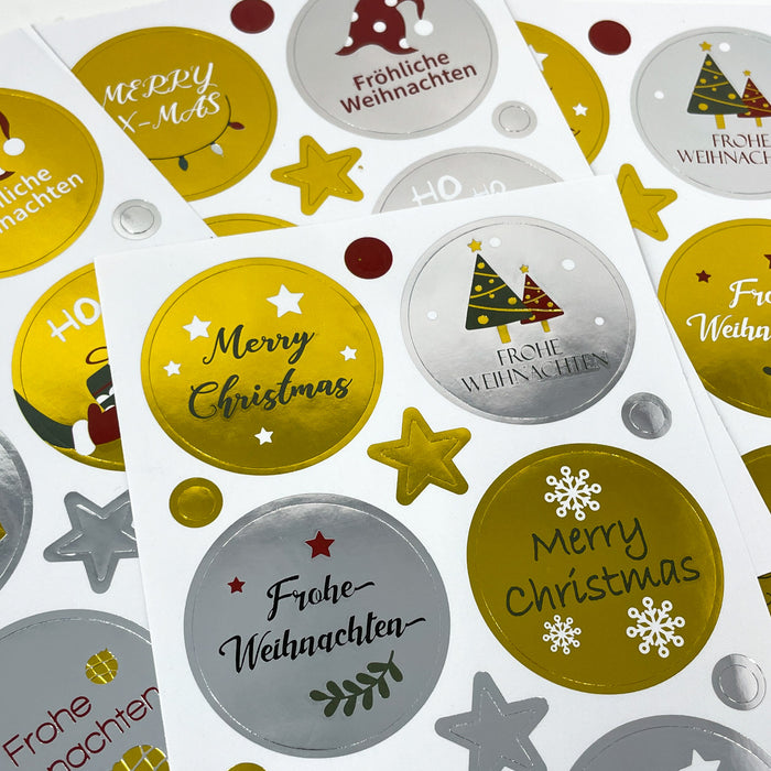 24 Weihnachtsgruß Sticker Frohe Weihnachten Aufkleber Deko für Weihnachten Weihnachtsdeko zum Basteln