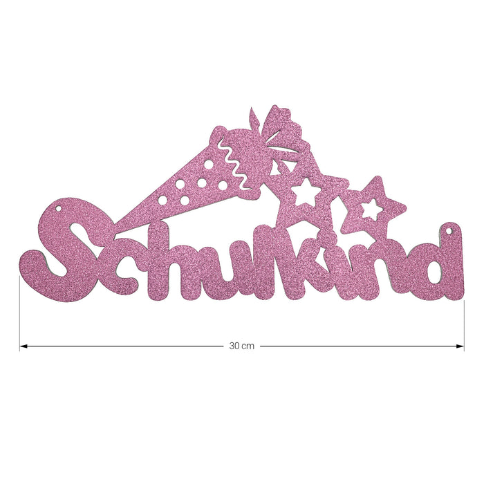 Schulkind Holz Schild als Tür Anhänger für Schuleinführung Einschulung Mädchen Deko zum Aufhängen - rosa