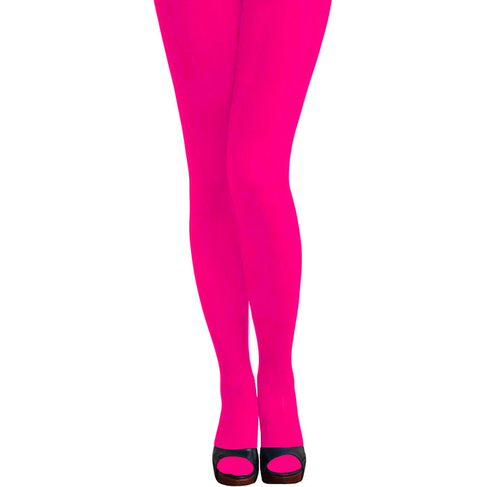 Sexy Strumpfhose für Damen Frauen 80s 80er 90s 90er Jahre Motto Party Fasching Karneval - neonpink