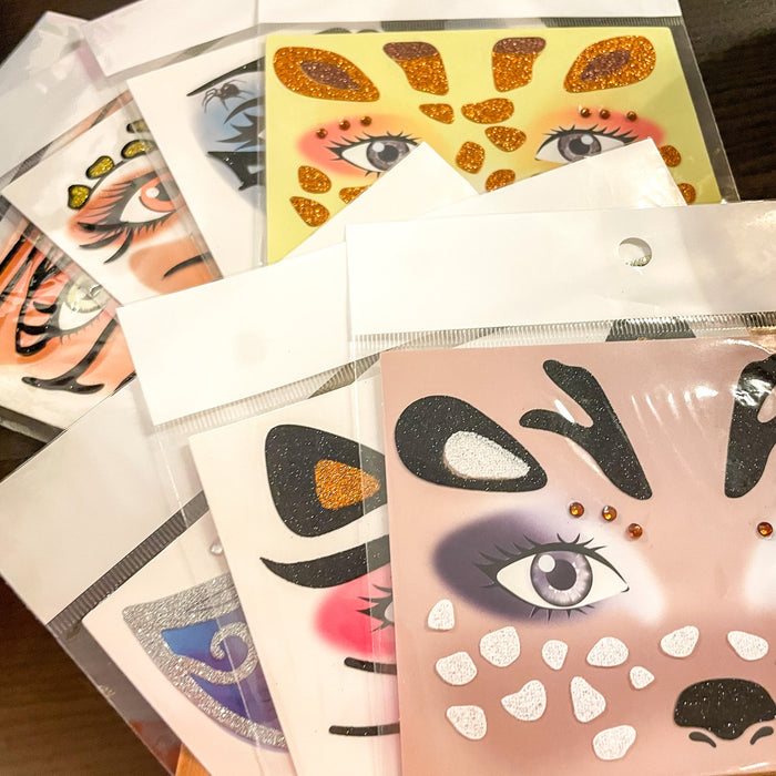 Giraffe Gesicht Sticker Set Tiergesicht Aufkleber für Fasching Karneval Geburtstag Kinder Motto Party