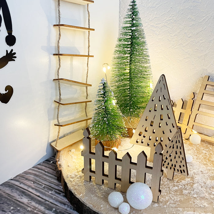 Wichtel Leiter aus Holz zum Aufhängen DIY Deko Dekoration für Wichteltür Weihnachten Advent zum Basteln