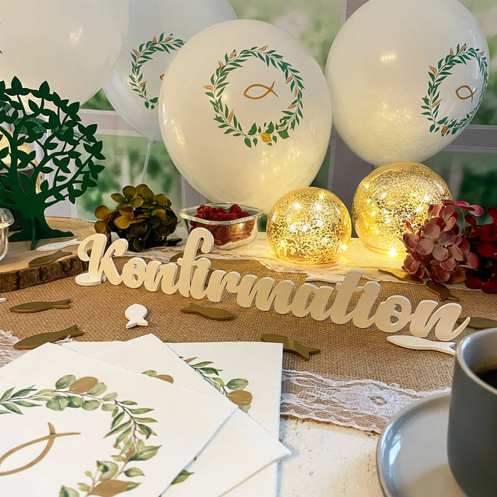 Schriftzug Konfirmation aus Holz als Tischdeko für Konfirmation Deko Dekoration Junge Mädchen - weiß