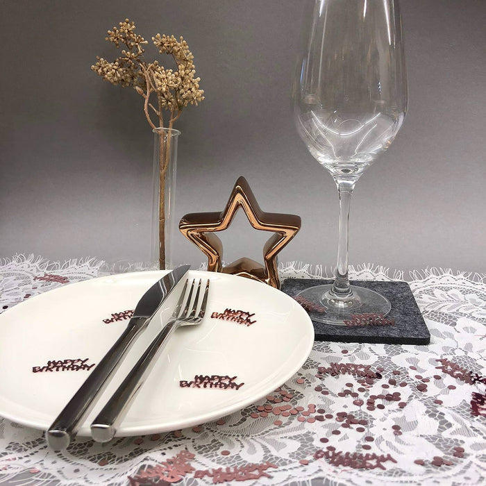 Konfetti Set Happy Birthday + Punkte für Geburtstag Jubiläum über 2500 Stück Tisch Deko Streudeko - roségold