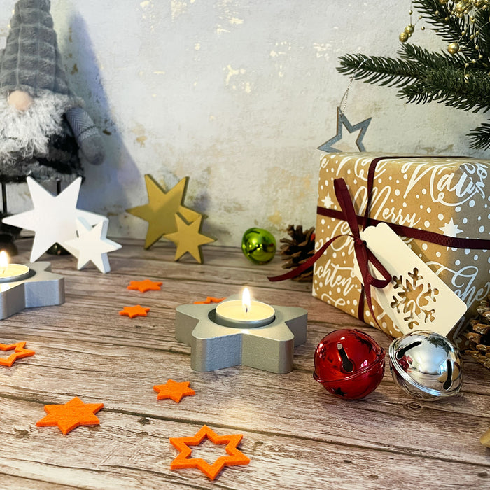 24 Filz Sterne Weihnachtsdeko Tischdeko für Weihnachten 3 Motive - orange