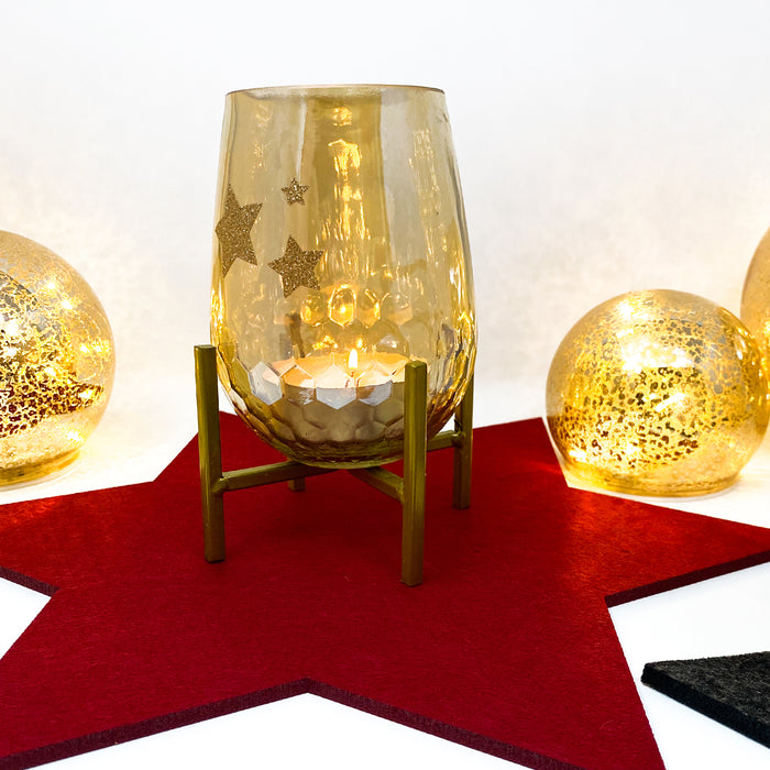 4 Filz Untersetzer Sterne Glasuntersetzer Weihnachtsdeko Tischdeko Ø 35cm - weinrot