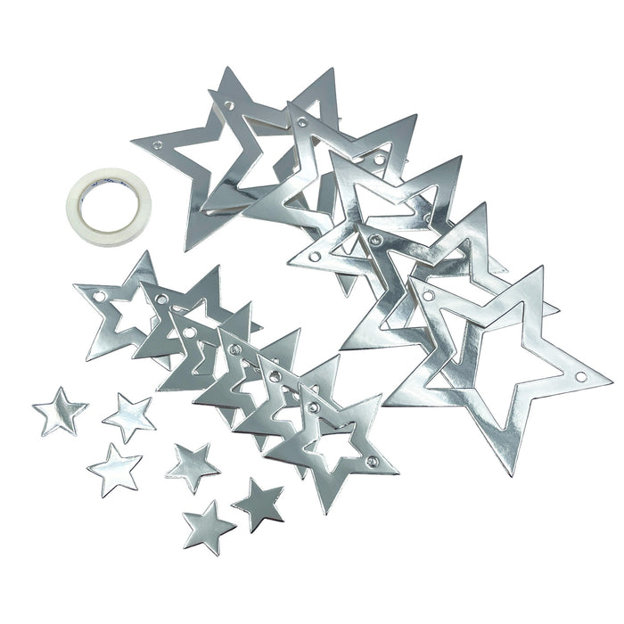 Stern Girlande Banner mit Sternen Geburtstag Party Weihnachten Baby Shower Deko - silber