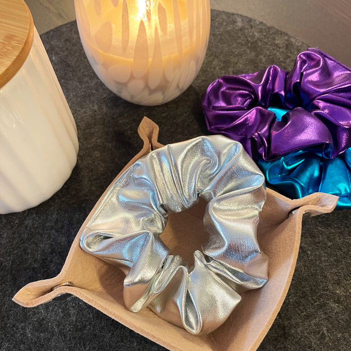 Scrunchie Haargummi Zopfgummi Haarband für Mädchen Damen 80er Jahre 80s Motto Kostüm Party - lila