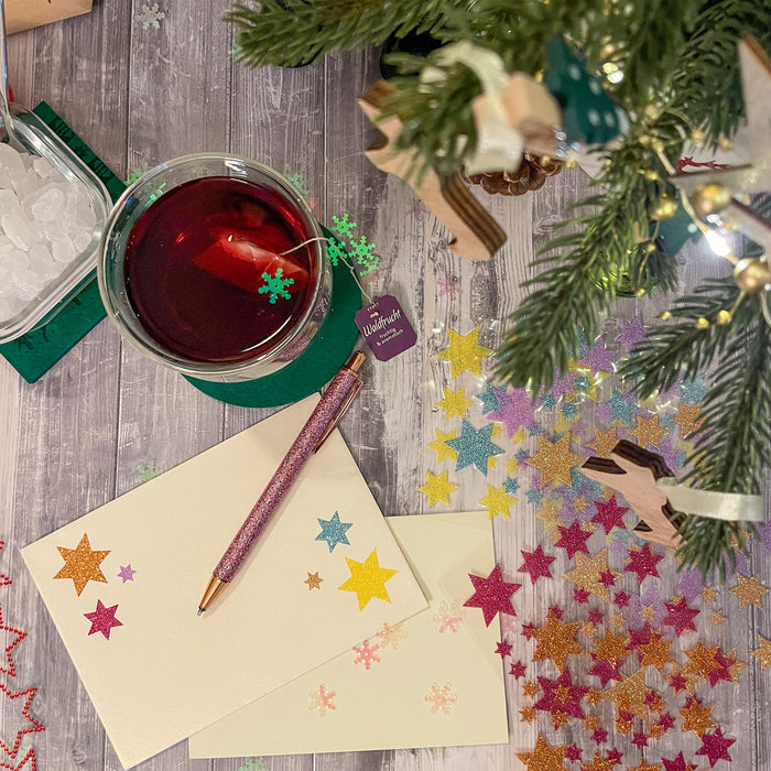 68 Sterne Sticker Aufkleber Glitzernd für Weihnachten Weihnachtsdeko Weihnachtssterne - helllila