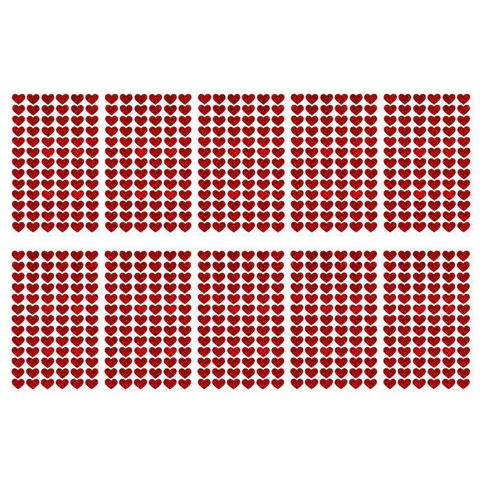 780 Herz Sticker Herzen Aufkleber Rot Hologramm Effekt Glitzernd zum Basteln Scrapbooking Dekoration Verzierung