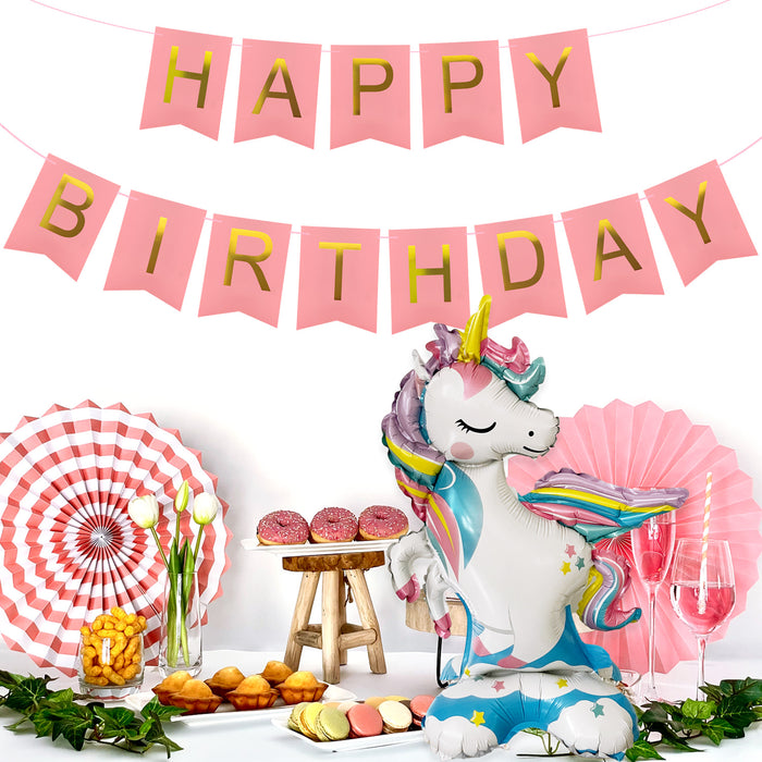 3D Folienballon Einhorn stehend für Mädchen zum Kindergeburtstag Deko Motto Party