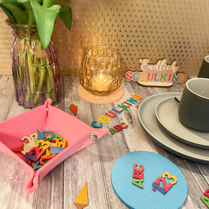 4 Filz Untersetzer Getränke Glas Untersetzer rund Ø 10cm als Tischdekoration - rosa