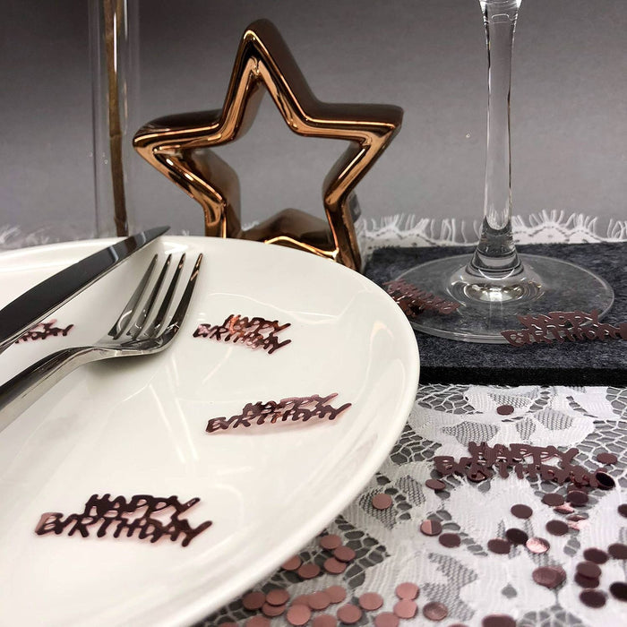 Konfetti Set Happy Birthday + Punkte für Geburtstag Jubiläum über 2500 Stück Tisch Deko Streudeko - roségold