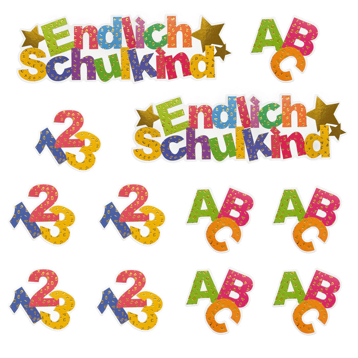 Schuleinführung Schulanfang Einschulung Deko Set - Folienballons + Girlanden + Servietten + Becher + Teller + Luftballons + Konfetti