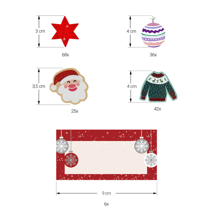 Weihnachten Sticker Set - Weihnachtliche Aufkleber zum Dekorieren Basteln für Geschenke Grußkarten Advent Deko