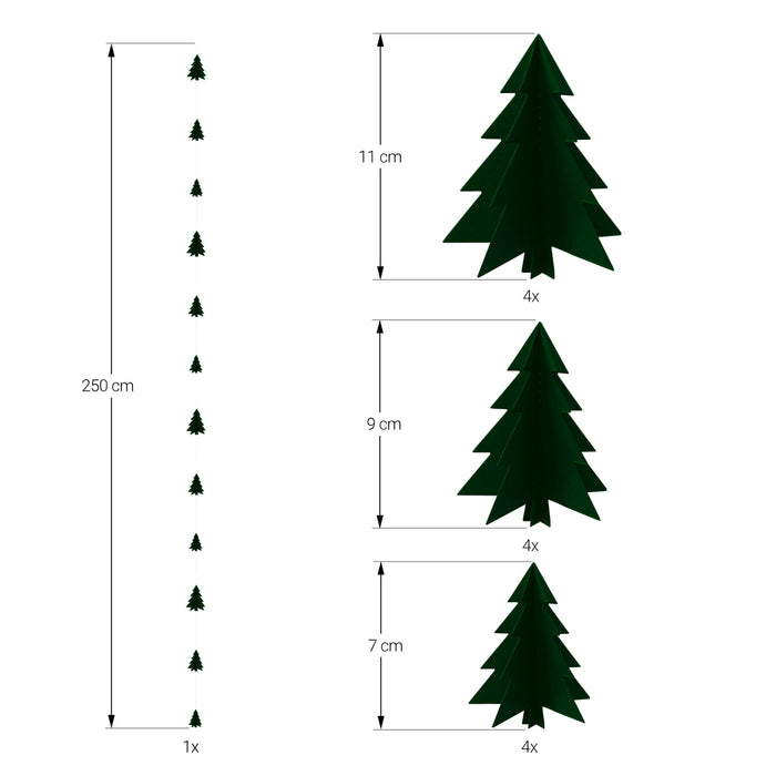 3D Tannenbaum Deckenhänger Weihnachtsbaum Girlande Deko für Weihnachten Winter Weihnachtsdeko - dunkelgrün