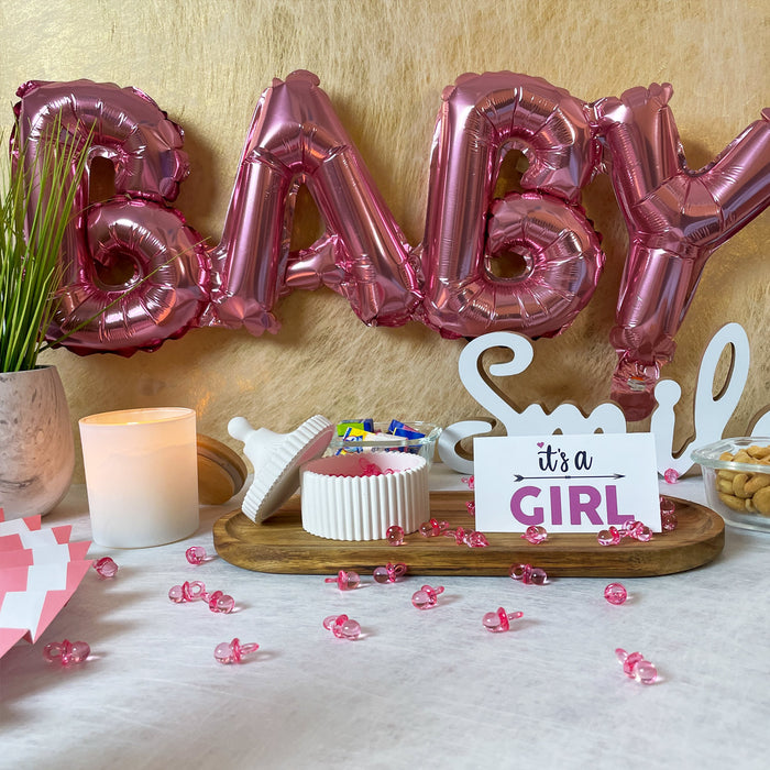 30 Mini Schnuller rosa Tischdekoration Streudeko Taufe Geburt Dekoration Baby Shower