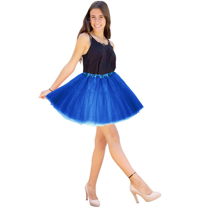 Tutu Tütü Damen Rock dunkelblau Tüllrock Unterrock Kostüm Accessoire für Fasching Karneval 60 cm - 116 cm