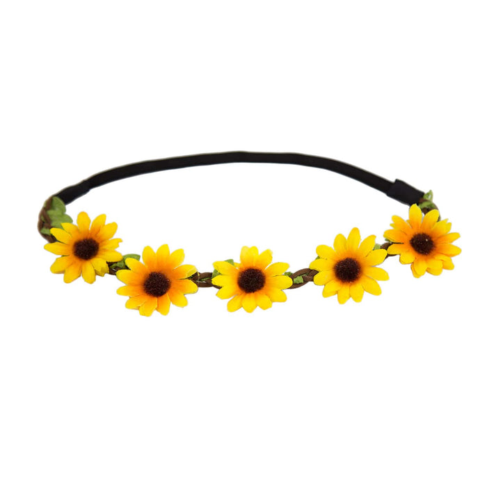 Hippie Kostüm Accessoire Set - Sonnenbrille + Peace Kette Leder Band + Blumen Haarband für Fasching Karneval