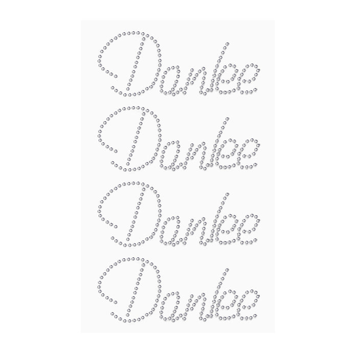 4 Danke Sticker Strass Steine Aufkleber in silber zum Verzieren für Hochzeit JGA Valentinstag Kommunion Konfirmation