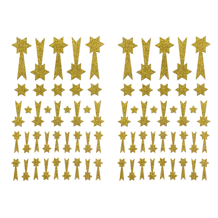 74 Sternschnuppen Sticker Glitzer Schnuppen Stern Aufkleber für Weihnachten zum Dekorieren Spielen Basteln Scrapbooking - gold