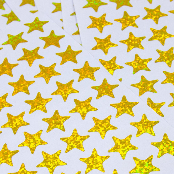 600 Sterne Sticker Stern Aufkleber mit Holo Effekt für Weihnachten Weihnachtsdeko Geschenkdeko Basteln - gold