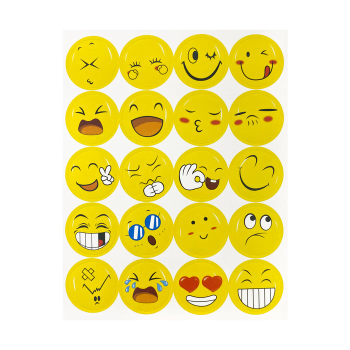 200 Smiley Sticker Set Aufkleber Mix verschiedene Stimmungen  - gelb