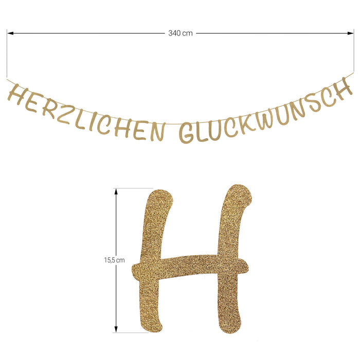 Herzlichen Glückwunsch Girlande gold Banner für für Geburtstag Kindergeburtstag Jubiläum Hochzeit Dekoration