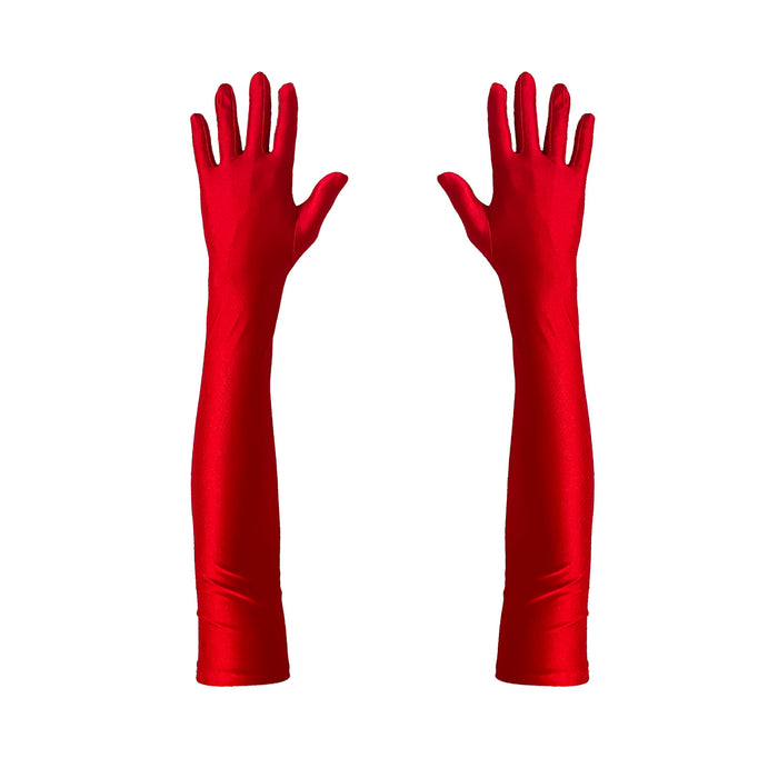 Damen Handschuhe Lang rot Handschuh für Hochzeit Fasching Karneval Motto Party Kostüm Accessoire für Halloween