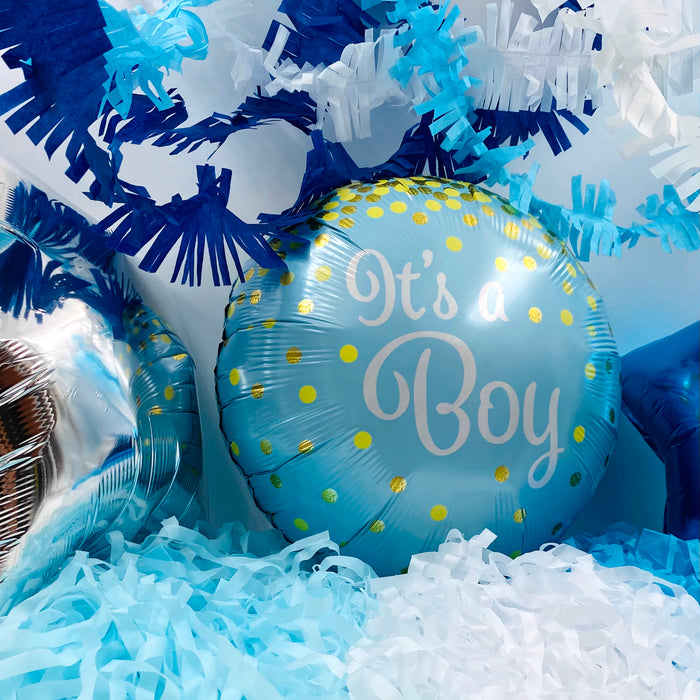 Folien Luftballon It's a Boy! Folienballon für Baby Shower Party Deko Geburt Junge rund - blau