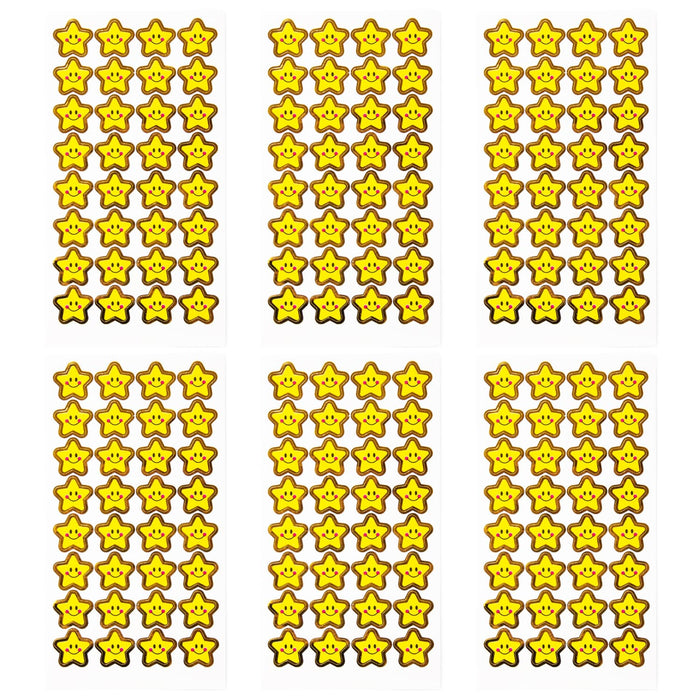 192 Sterne Smiley Sticker Stern Smily Aufkleber für Geschenke Karten zum Basteln Spielen - gelb gold