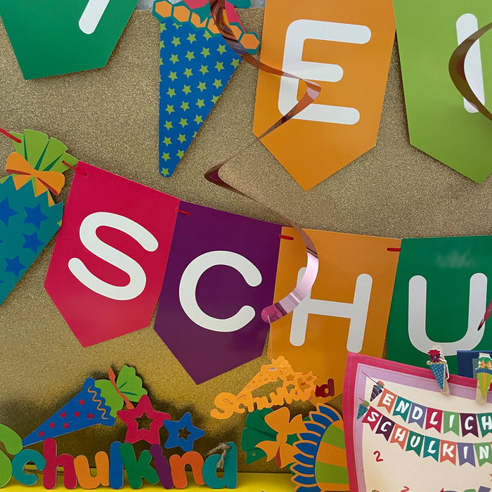 Endlich Schulkind Wimpel Girlande Hänge Deko Banner für Schuleinführung Einschulung Schule Jungs Mädchen