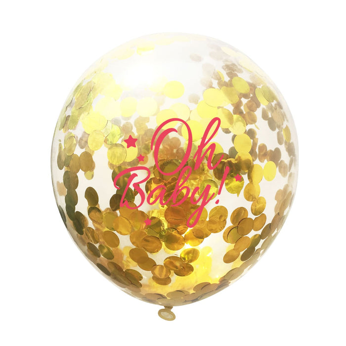 Konfetti Luftballon Set für Baby Shower Party Mädchen 15 Deko Ballons rosa gold