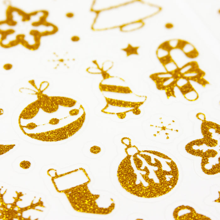 84 Weihnachts Sticker Glitzernd Aufkleber für Weihnachten Geschenk Deko - Weihnachten Mix gold