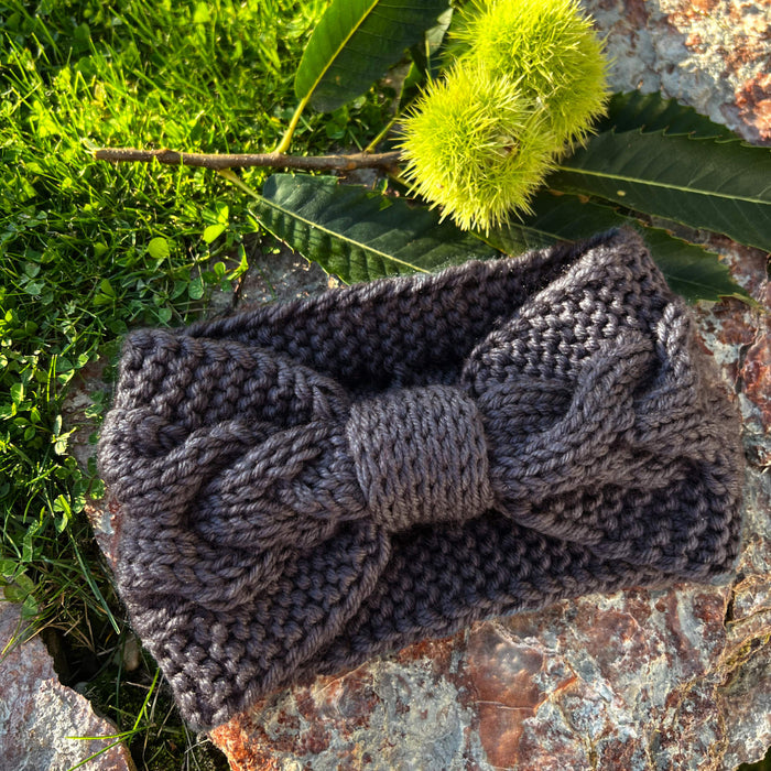 Damen Stirnband Haar Band für den Herbst Winter Ohrenwärmer Zopfmuster in Einheitsgröße - grau