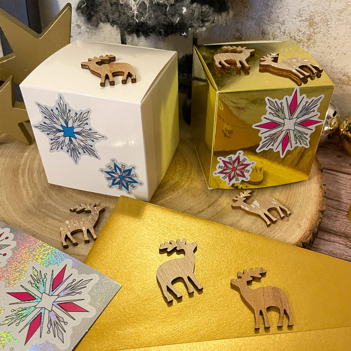 Holz Rentier Hirsch Konfetti 12 Stk. als Tisch Streu Deko für Weihnachten DIY Dekoration Basteln