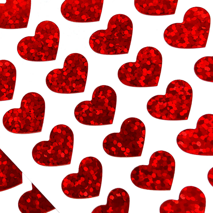 780 Herz Sticker Herzen Aufkleber Rot Hologramm Effekt Glitzernd zum Basteln Scrapbooking Dekoration Verzierung