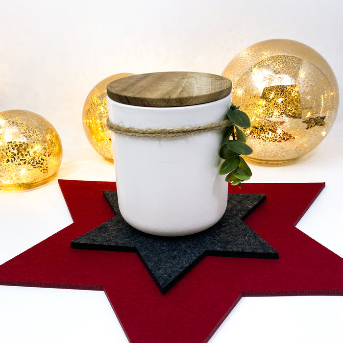 4 Filz Untersetzer Sterne Glasuntersetzer Weihnachtsdeko Tischdeko Ø 35cm - weinrot
