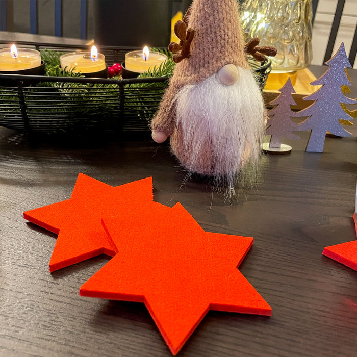 4 Filz Untersetzer Sterne 10 cm Glasuntersetzer Weihnachtsdeko Adventsdeko- orange