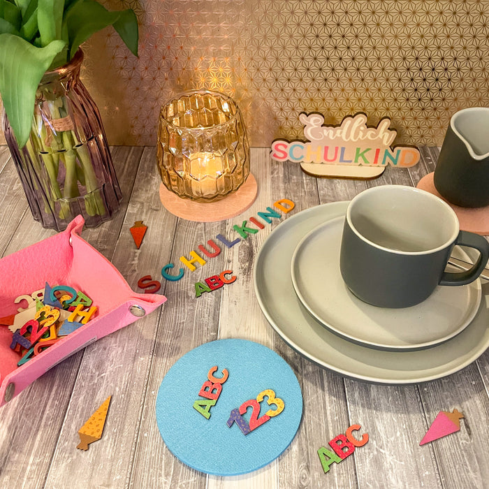 4 Filz Untersetzer Getränke Glas Untersetzer rund Ø 10cm als Tischdekoration - rosa