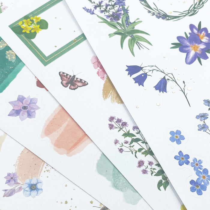 65 Vintage Sticker Blumen Schmetterlinge Namen Aufkleber zum Basteln Scrapbooking Dekoration Verzierung