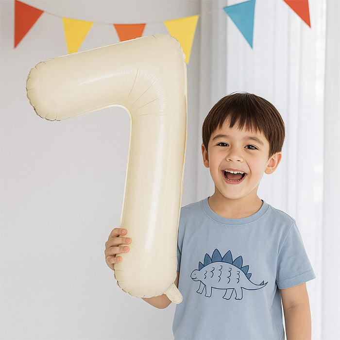 1x Folien Luftballon mit Zahl 7 für Geburtstag Jubiläum Party Deko Ballon - creme