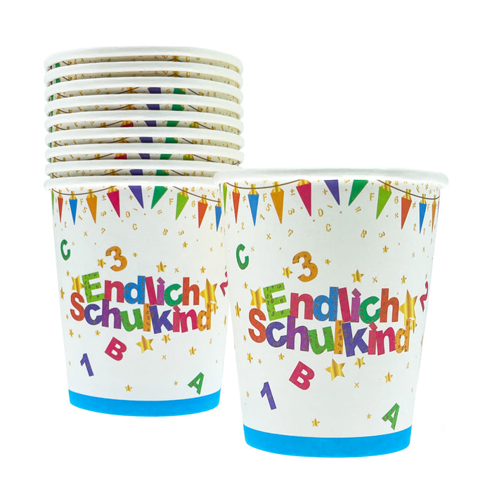 Schuleinführung Schulanfang Einschulung Deko Set - Girlanden + Pappboxen + Pappteller + Pappbecher + Servietten + Tischläufer + Sticker