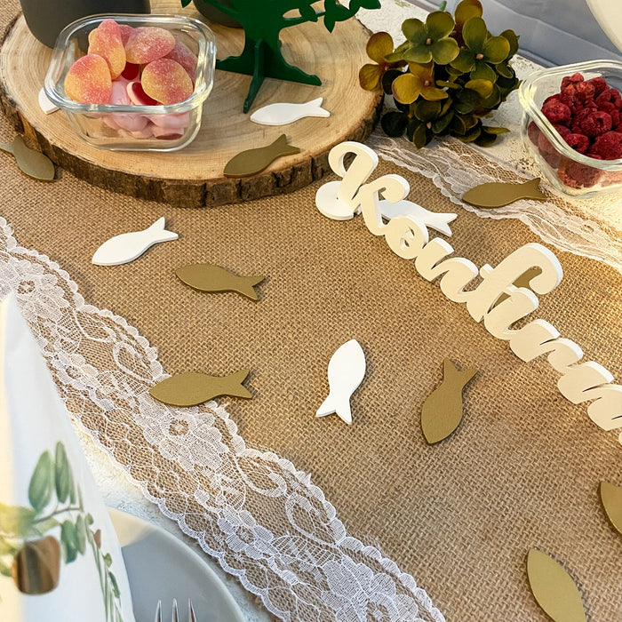 Schriftzug Konfirmation aus Holz als Tischdeko für Konfirmation Deko Dekoration Junge Mädchen - weiß