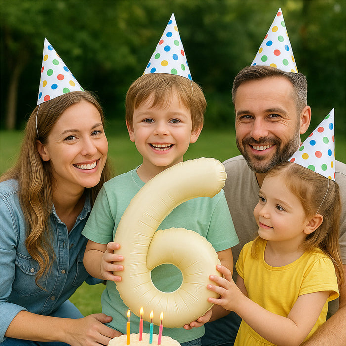 1x Folien Luftballon mit Zahl 6 für Geburtstag Jubiläum Party Deko Ballon - creme