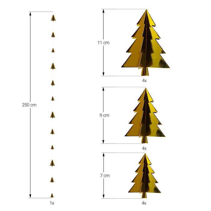 3D Tannenbaum Deckenhänger Weihnachtsbaum Girlande Deko für Weihnachten Winter Weihnachtsdeko - gold