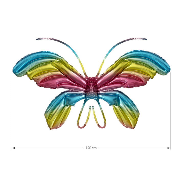 Folien Luftballon Schmetterling Flügel XXL Ballon zum Umbinden für Kinder Geburtstag Fasching Karneval - bunt