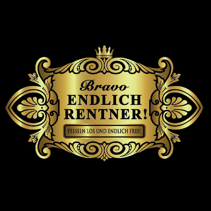 Flaschenetikett Aufkleber Sticker gold elegant - Endlich Rentner