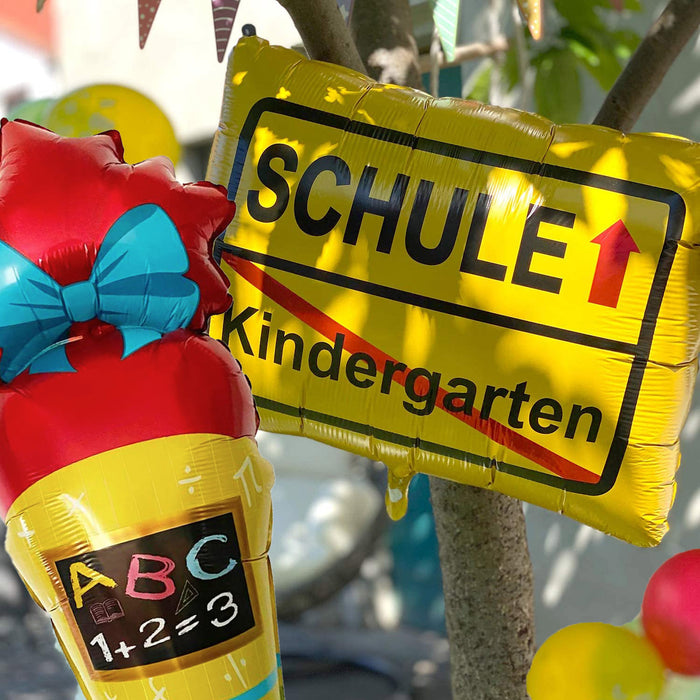 Schuleinführung Schulanfang Einschulung Deko Set - Folien Ballon Zuckertüte + 2x Kindergarten / Schule